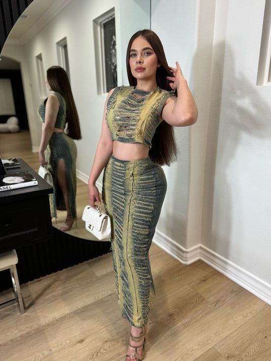 Long Jean Skirt  2 pc